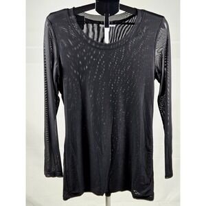 Women's Large Semi Sheer Black Layering‎ Top Boo Radley Whimsigoth Grunge